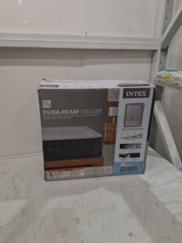 intex DuraBeam Deluxe Comfort Plush Air Mattress with Built in Electric Pump - QUEEN - 18"H - grey (model: ap619d) image 2