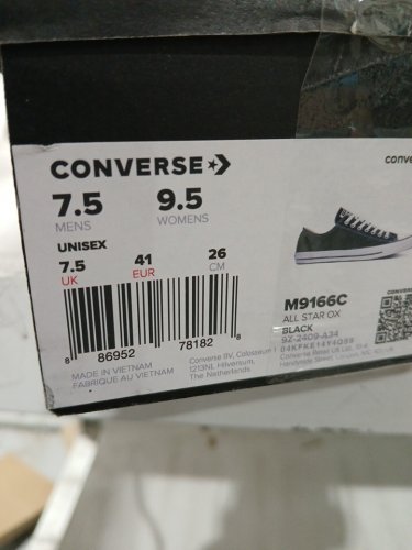 ADULT UNISEX CONVERSE CHUCK TAYLOR ALL STAR OX LOW TOP SNEAKERS - M: 7.5/ W: 9.5 - BLACK WHITE (MODEL:M9166C) image 6