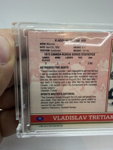 SIGNED VLADISLAV TRETIAK 1991 '72 HOCKEY CANADA OLYMPICS CARD image 3