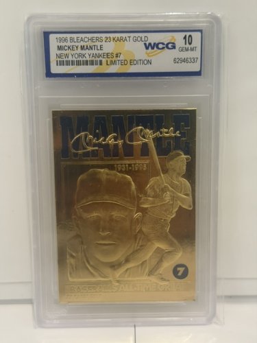 WCG GRADED 10 GEM MINT 1996 BLEACHERS MICKEY MANTLE LIMITED EDITION  23 KARAT GOLD CARD image 2