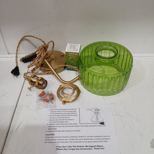 Modern Pendant Light PLUG IN HANGING LIGHT - 130V - 144" - GREEN/GOLD image 3