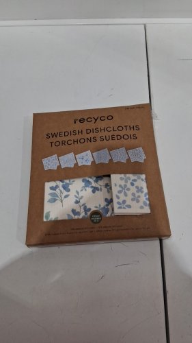 12PK Recyco plant based Swedish dishcloths - blue/white (model: 1796215) image 2