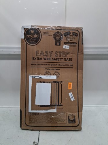 REGALO EASY STEP EXTRA WIDE METAL SAFETY GATE - 30" X 29" TO 49" - PLATINUM GREY (MODEL: 1164EPDS) image 2