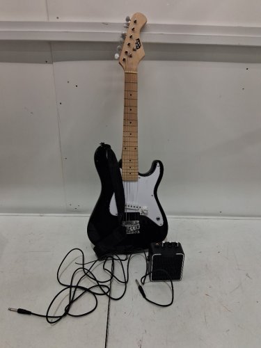 Kids Beginner Electric Guitar with 5W Amplifier - 32" X 11" - Black / White (Model: MEG3201PAK) image 4