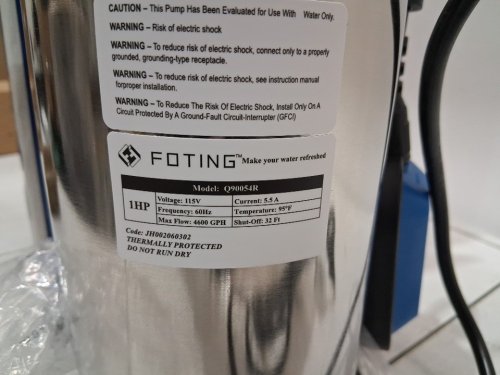 foting submersible water pump with automatic float switch - 1hp - 4600gph - lift water up to 32ft upward - stainless steel/silver (model: q90054r) image 6