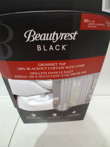 (2 PANEL) Beautyrest GROMMET TOP Blackout Curtain WITH LINER  - 52" X 90" - WHITE (MODEL:6699105 image 3