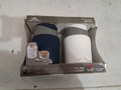 2PK HIGH SIERRA STAINLESS STEEL INSULATED FOOD JARS WITH FOLDABLE SPOONS - 24OZ EACH - WHITE/NAVY BLUE (MODEL: 1617416) image 2