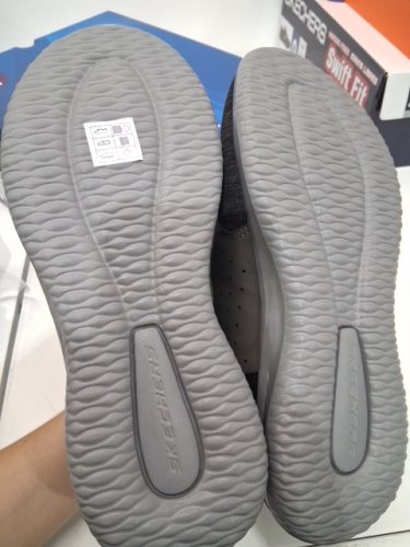MENS SKETCHERS LOW-TOP TRAINERS - SIZE 10 - GREY/BROWN (STYLE: 1556010) image 3