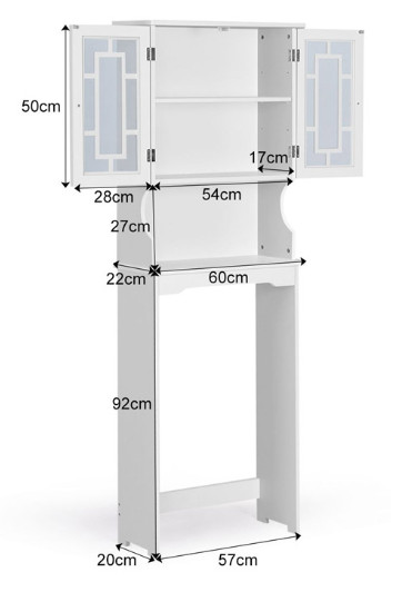 giantex over the toilet freestanding bathroom storage cabinet with adjustable shelf - white (model: jv10740wh) image 2