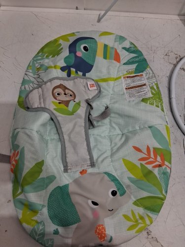 BRIGHT STARTS SAFARI FUN PORTABLE 3-POINT HARNESS VIBRATING BOUNCER WITH TOY BAR - SAFARI/MULTICOLORED (MODEL: 12204) image 4