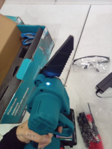 PEEKTOOK CORDLESS battery-operated MINI lightweight CHAINSAW - 21V - 6" - Blue (Model: 002010) image 4