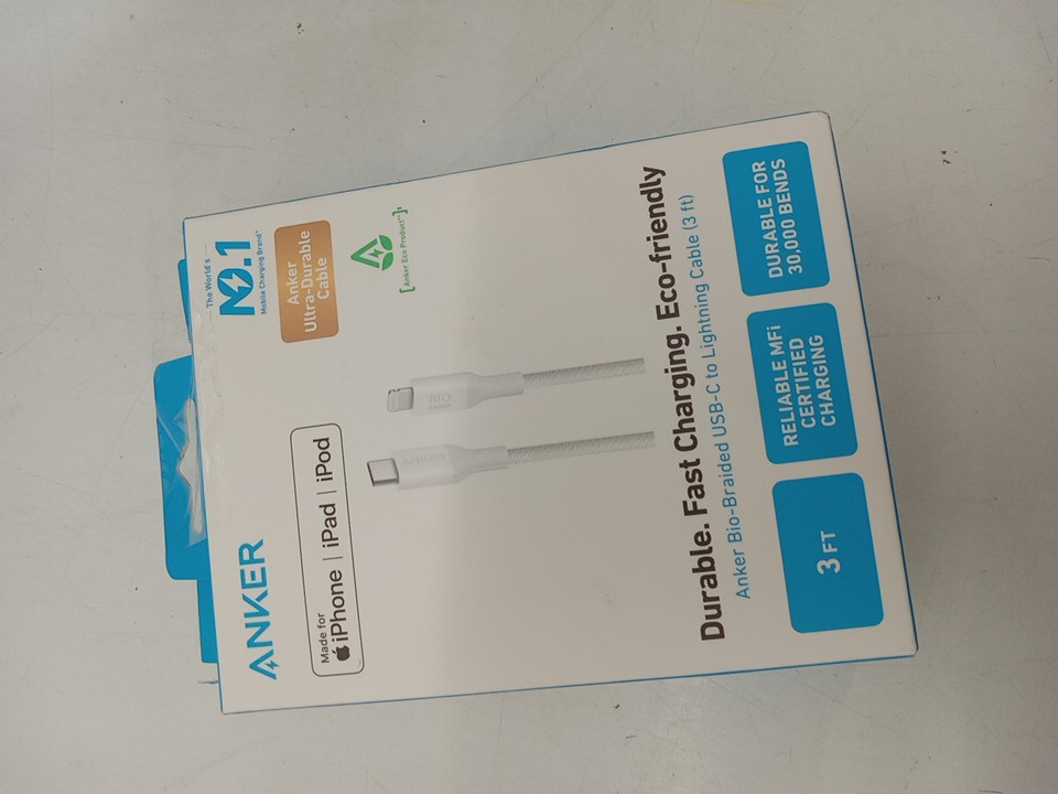 2 Anker Durable Bio-Braided USB-C to Lightning Fast Charging Cable - 3ft - White (Model: A80B5) image 2