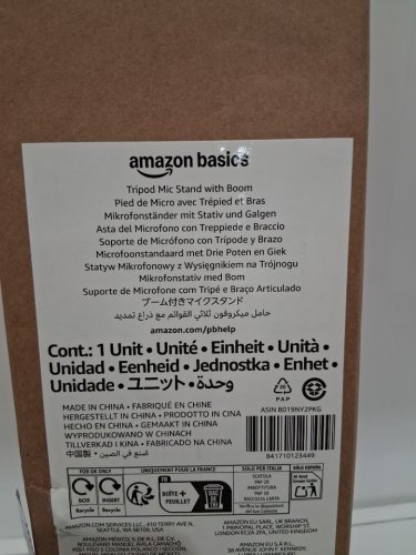 AMAZONBASICS FOLDING TRIPOD MICROPHONE STAND WITH BOOM ARM - 3FT TO 7FT - BLACK (MODEL: TMS130) image 3
