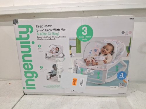 INGENUITY KEEP COZY 3-IN-1 GROW WITH ME VIBRATING BOUNCE & ROCK SEAT - 6-40LBS MAX - PINK/GREY (MODEL: 12909) image 2