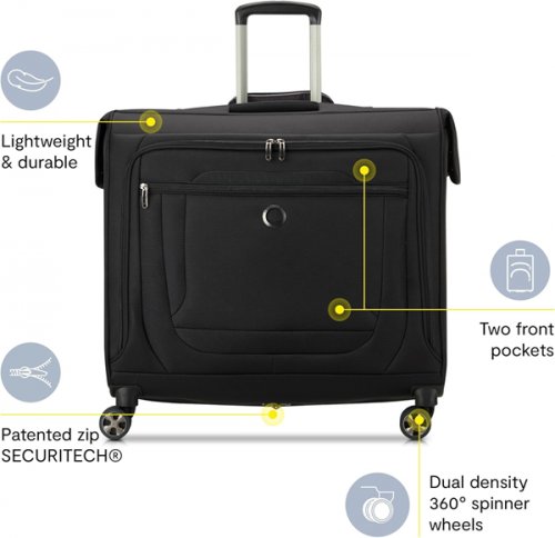 DELSEY PARIS HELIUM DLX ROLLING GARMENT BAG WITH WHEELS - 23" - BLACK (MODEL: 40239752500) image 2