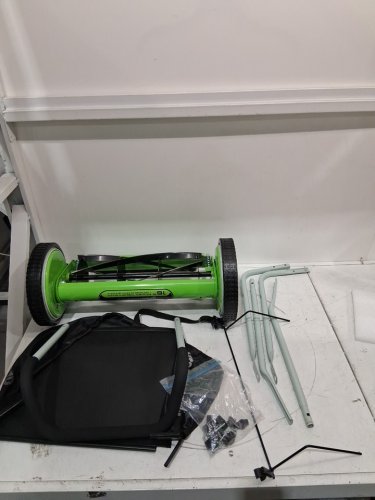 GreenWorks 16" Reel Lawn Mower with Grass Catcher - Green (Model: 25052) image 4