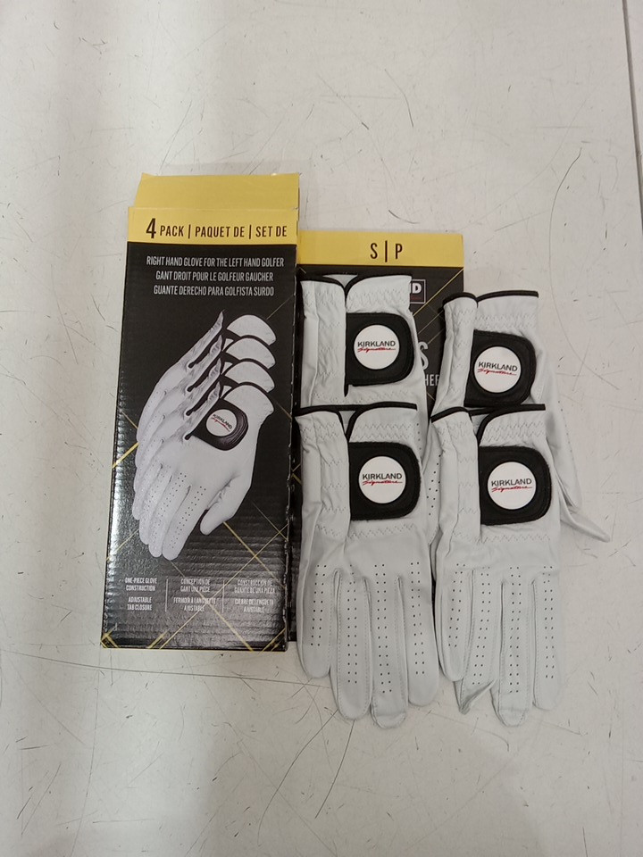 4PK KIRKLAND SIGNATURE PREMIUM CABRETTA LEATHER GOLF GLOVES - RIGHT HAND - SMALL - WHITE (MODEL: 1819560) image 2