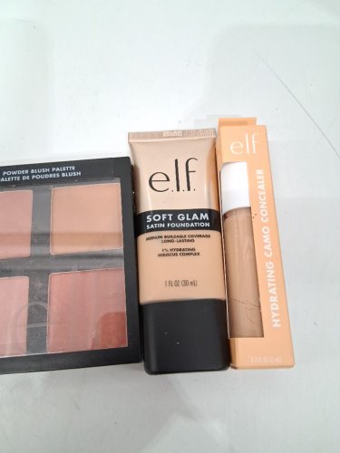 4 assorted elf makeup products - assorted  sizes, types and uses - lip balm / powder blush palette / foundation / concealer image 4