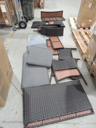 4pc costway outdoor rattan patio furniture set - 37" x 32.5" x 23.5" loveseat - 32.5" x 18.5" x 23.5" chair - 27.5" x 16" x 16" table - grey image 3