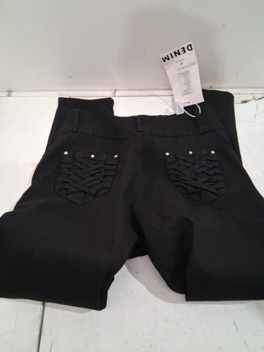 women's Road markings braided pocket button fly design pants - XXXL - black (style: v7124) image 4