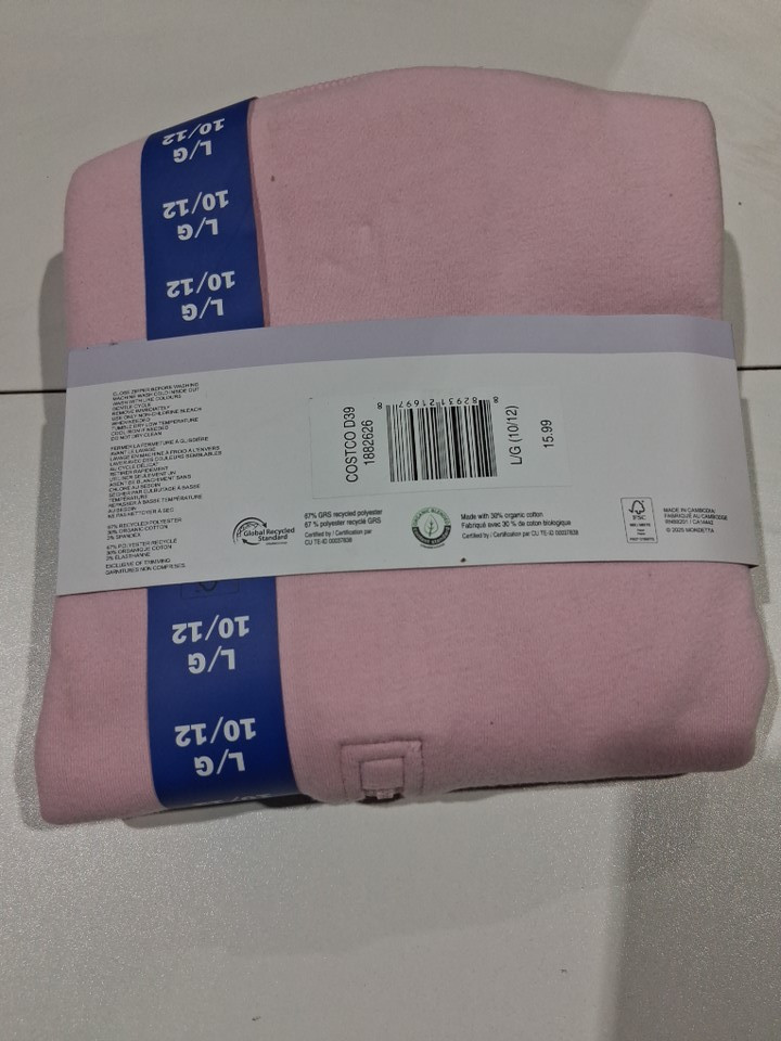 Girl's Mondetta 1/4 Zip ORGANIC COTTON Fleece Top - Large (10/12) - Pink (Style: 1882626) image 3