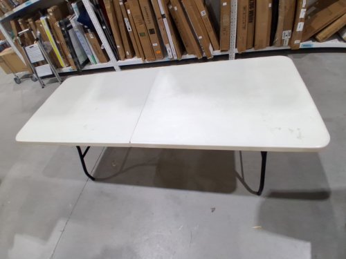 indoor/outdoor Portable Heavy Duty Plastic Folding Table with Handle - 6ft - white image 2