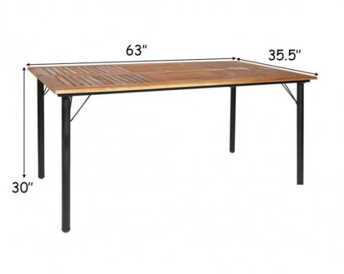 costway wood and wicker patio table - 63" - brown (model: hw65409any) image 2