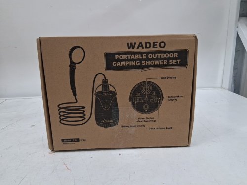 Wadeo Portable Rechargeable Camping Shower with Heater - 20L - Green / Black image 2