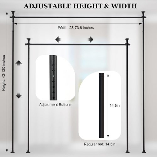 Room Divider Curtain Rod No Drilling Tension Rods for Room Separation - black image 2