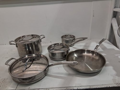 10PC Kirkland Signature pots and pans cookware set- stainless steel (model: 119338) image 3