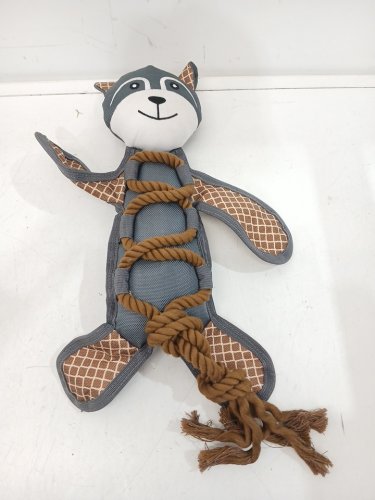 Squeaky Dog Rope Chew Toy - 20" - grey image 2