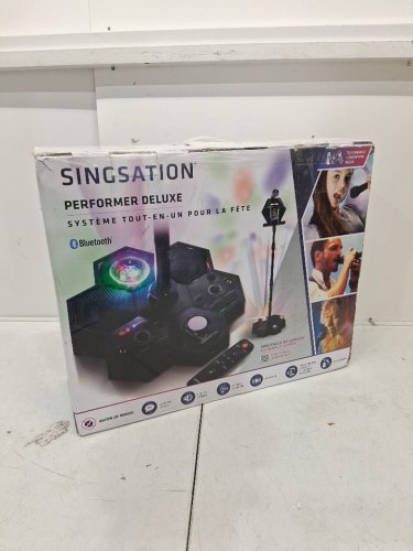 singsation all-in-one karaoke system with bluetooth, rbg led lights & 2 microphones - black (model: spka710) image 2