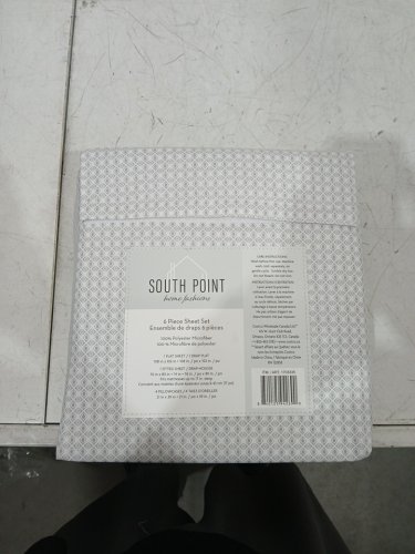 6pc South Point Home Fashions ERNESTO TILE PRINTED MICROFIBER sheet set - fitted sheet / flat sheet / 4 pillow cases - KING - WHITE/LIGHT GREEN (style: 1703335) image 2