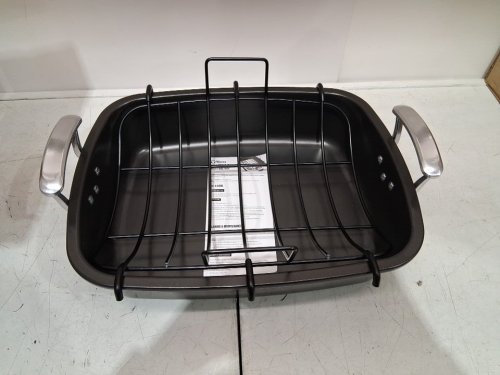 Chef Pomodoro Deluxe X-Large Carbon Steel Roasting Pan with U-Rack, 18.5'' x 14.5'' image 3
