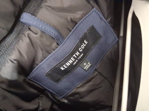 mens kenneth cole rain tech quilted varsity zip-up jacket - small - navy blue image 3
