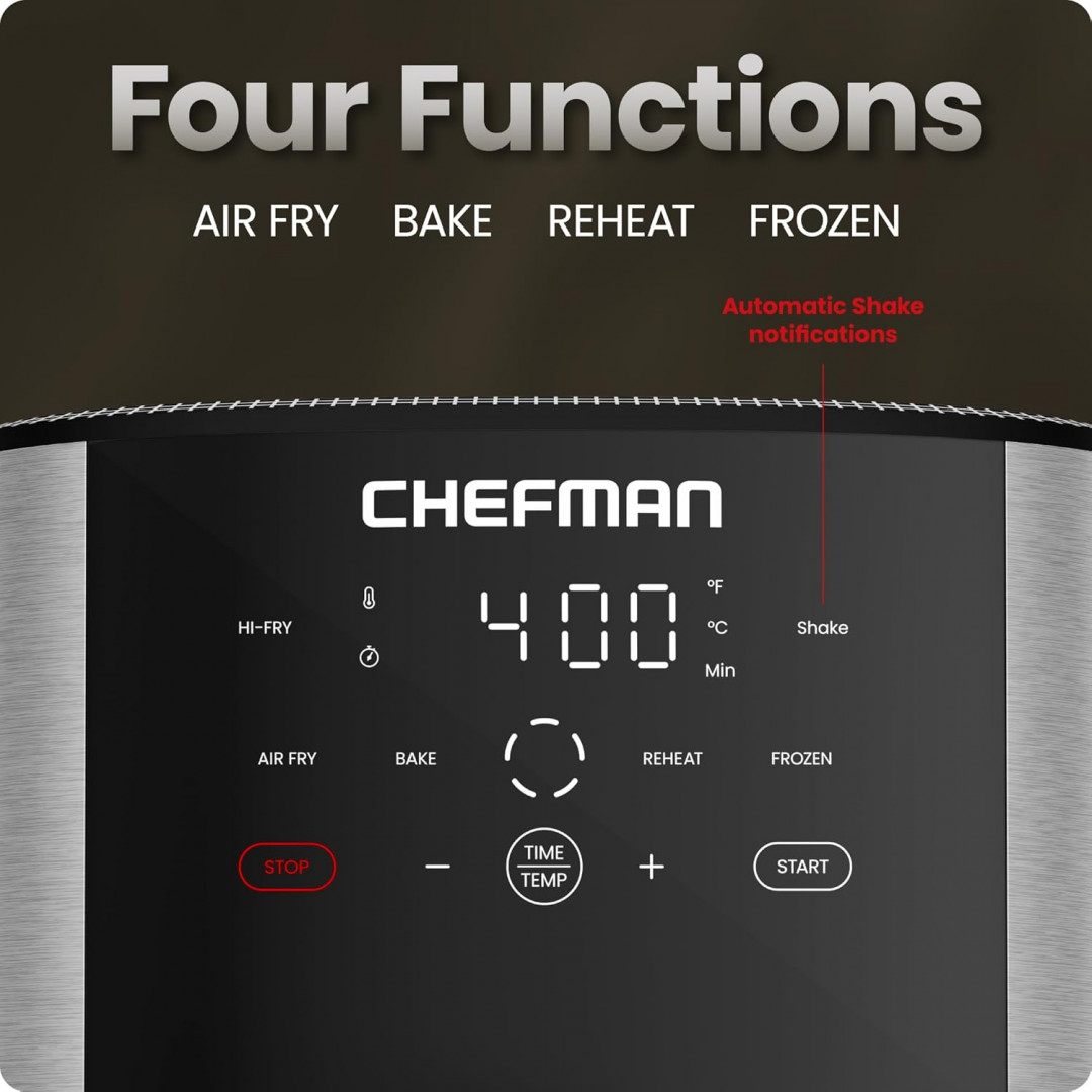 Chefman TurboFry Touch Air Fryer with Nonstick Dishwasher-Safe Parts- xl8QT - SILVER/Black (Model: RJ38-SQSS-8T-ca-am) image 2