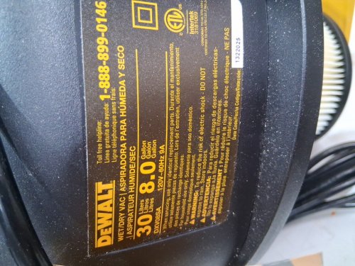 dewalt pro stainless steel wet/dry vacuum - 8gal/30L - 5hp - silver/black (model: dxv08s / 1671616a) image 6