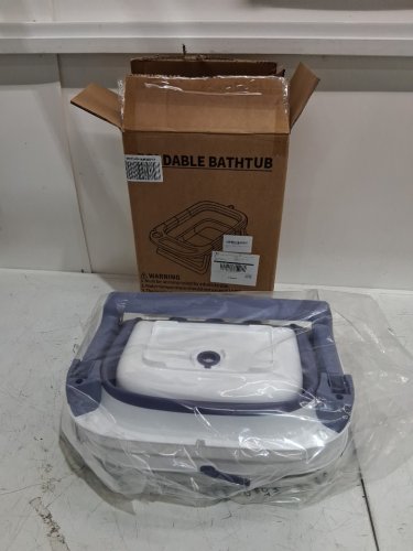 portable folding baby bathtub with temperature sensor & tray - blue/white (model : B0DDPH9SW2) image 2