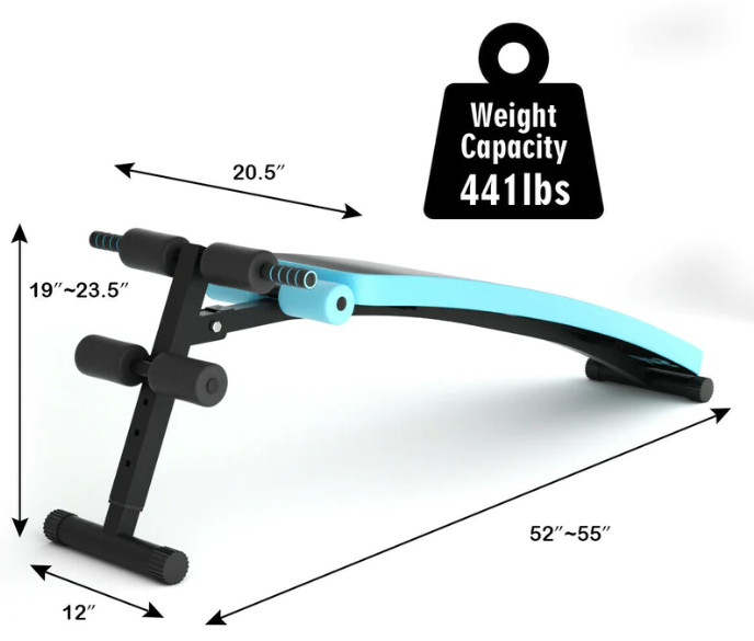 COSTWAY Folding Weight Bench Adjustable Sit-up Board Workout Slant Bench - Blue (MODEL: SP37043BL) image 3