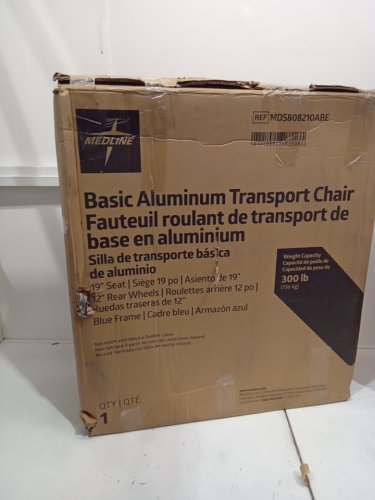 medline ultralight transport wheelchair - 300lb Max - Blue/Black (model: mds808200f3B) image 2