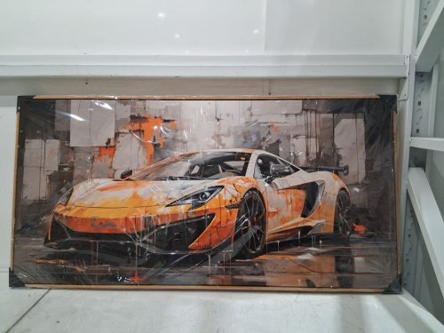Vgrozirh framed wall art, orange graffiti car on canvas - 20" x 40" - orange/black image 4