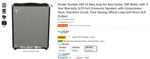FENDER RUMBLE 500 BASS COMBO AMPLIFIER - BLACK (MODEL : RUMBLE500) image 2