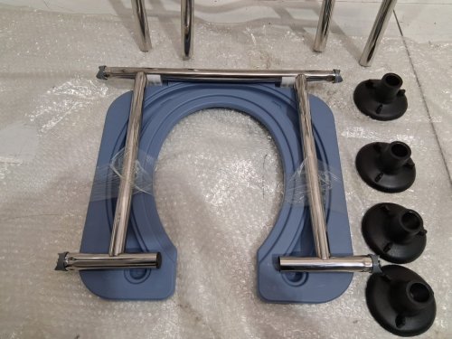Maitehao adjustable aluminum toilet seat riser - 65" x 27" x 43" - blue/silver image 4