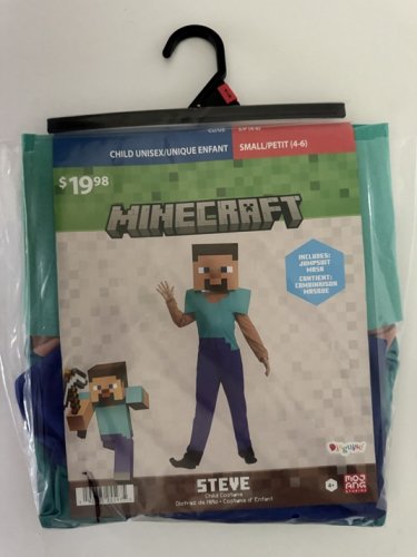2PC BOYS DISGUISE MINECRAFT STEVE COSTUME - SMALL (4-6) - BROWN/PURPLE (STYLE: 41535) image 2
