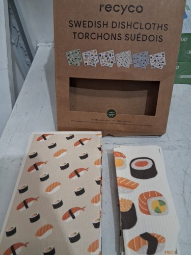 12PC Recyco Swedish Dishcloths - green/tan sushi - (MODEL: 1796215) image 2