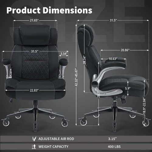 Ergonomic Fabric High Back Desk Office Chair - 400lbs cap - Brown (Model: MFS-HX-2091) image 2