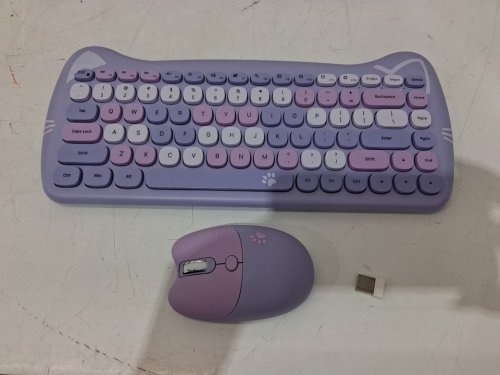 Geezer Wireless Cat Mouse and Keyboard with USB receiver - Purple / Pink image 2
