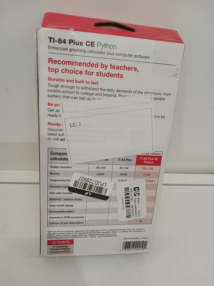 Texas Instruments Graphing Calculator plus CE Python Computer Software - Peach (Model: TI-84 Plus CE) image 3