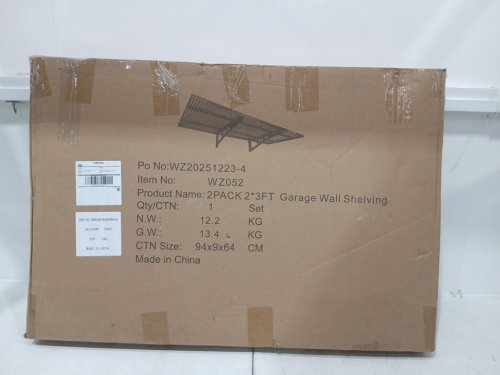 2PK Adjustable Metal Wall Mount Garage Wall Shelving - 2FT x 3FT - Black (Model: WZ052) image 2