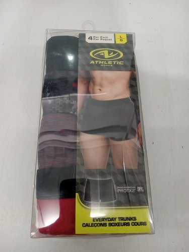 4PK Men's Athletic Works Everyday Boxer Trunks - Large - Red / Black image 2